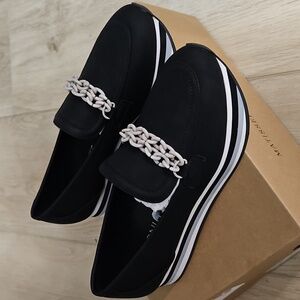 Matisse Black Loafers with Chain Detail